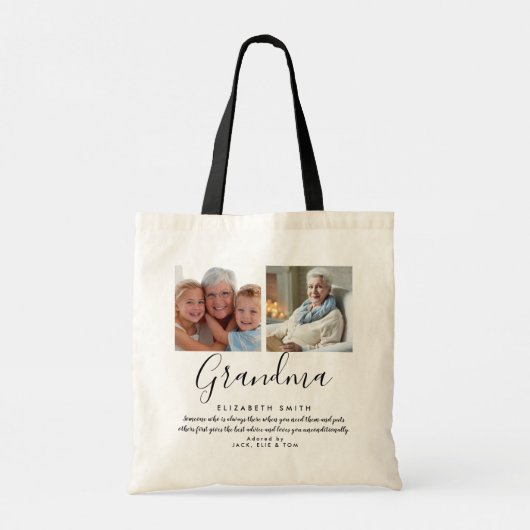 Oma citaat modern script foto tote bag (Achterkant)