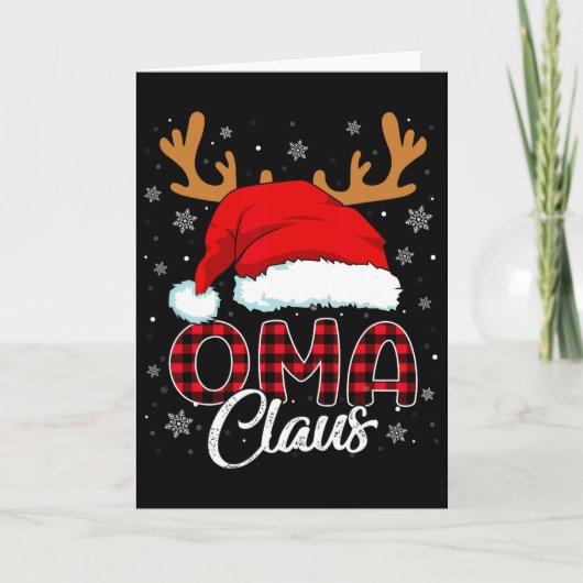 Oma Claus Kerstman Hoed Rendier Rood Geruit Bijpas Kaart (Voorkant)