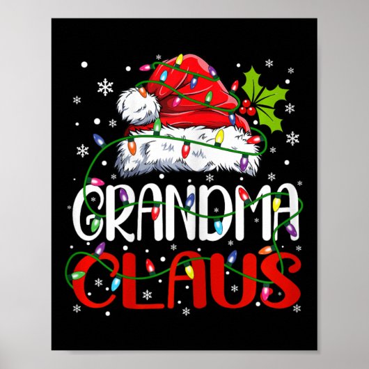 Oma Claus Kerstman Matching Familie Xmas Poster (Voorkant)