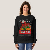 Oma Claus Red Truck Santa Reindeer Elf Kerstmis Trui (Voorkant volledig)