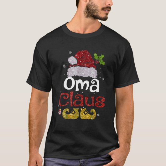 Oma Claus Shirt Kerstmis Pajama familie komt overe (Voorkant)