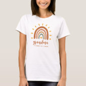 Oma Custom Name Boho Earth Tone Rainbow Sun T-shirt (Voorkant)