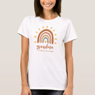 Oma Custom Name Boho Earth Tone Rainbow Sun T-shirt