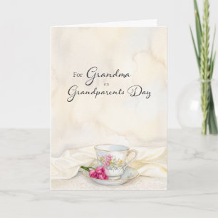Oma-dag voor oma roze bloemenschoteltje kaart