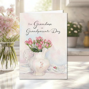 Oma-dag voor oma roze vintage bloemen kaart