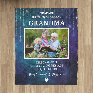 Oma Dank Je Blauwe Glitters Maatwerk Fleece Deken