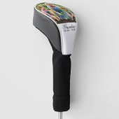 Oma datum elegante script aangepaste cadeau golfheadcover (Schuin)