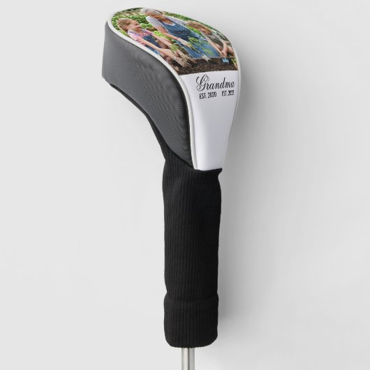 Oma datum elegante script aangepaste cadeau golfheadcover (Schuin)