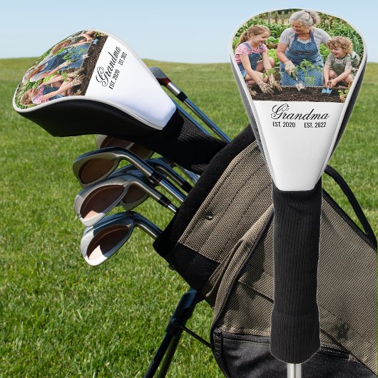 Oma datum elegante script aangepaste cadeau golfheadcover