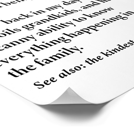 Oma Definitie Grappige Grootmoeder Oma's Poster (Hoek)