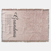 Oma definitie script roze goud glitters deken (Voorkant)