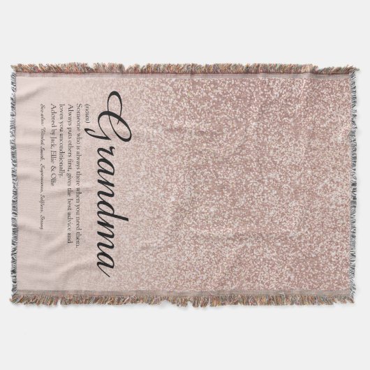 Oma definitie script roze goud glitters deken (Voorkant)