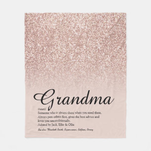 Oma definitie script roze goud glitters fleece deken