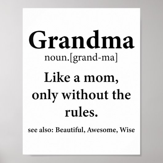 Oma-definitie zoals moeder zonder regels grappig O Poster (Voorkant)