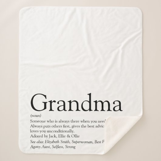 Oma Definition Black en White Modern Fun Sherpa Deken (Voorkant)