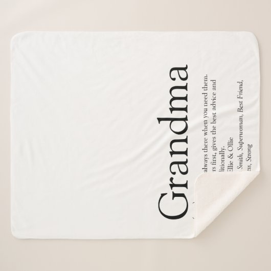 Oma Definition Black en White Modern Fun Sherpa Deken (Voorkant (horizontaal))