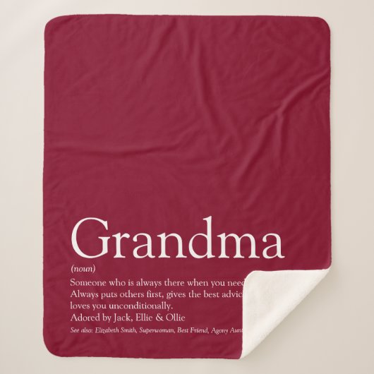 Oma Definition Burgundy Modern Fun Sherpa Deken (Voorkant)