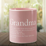 Oma Definition Dusty Roos Roze Tweekleurige Koffiemok<br><div class="desc">Geef je grootmoeder,  oma,  oma,  oma,  Nan of Nanny een speciaal cadeau voor verjaardagen,  Kerstmis,  moederdag of elke dag die je wilt shows hoeveel ze voor je betekent. Een perfecte manier om haar te shows hoe geweldig ze elke dag is. Ontworpen door: Thisnotme©</div>