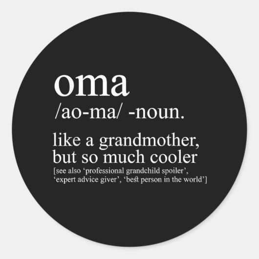 Oma Definition Funny Grandma Women Moederdag Ch Ronde Sticker (Voorkant)