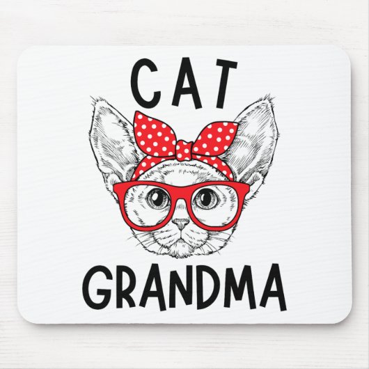 Oma Devon Rex Kat Liefhebbers Kat Nana Moederdag Muismat (Voorkant)