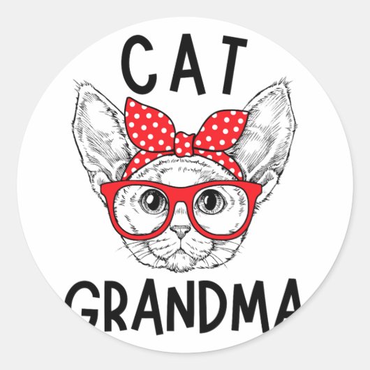 Oma Devon Rex Kat Liefhebbers Kat Nana Moederdag Ronde Sticker (Voorkant)