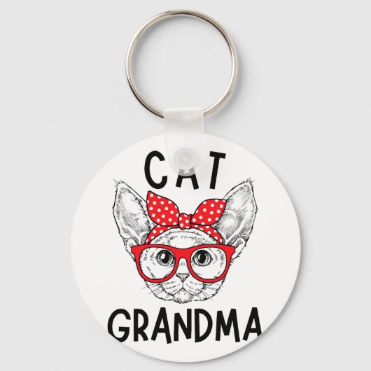 Oma Devon Rex Kat Liefhebbers Kat Nana Moederdag Sleutelhanger (Voorkant)