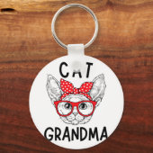 Oma Devon Rex Kat Liefhebbers Kat Nana Moederdag Sleutelhanger (Voorkant)