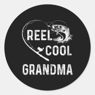 Oma die van vissen houdt Retro visliefhebber voor  Ronde Sticker