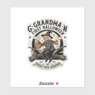 Oma eerste Halloween vintage heks shirt_1 Sticker