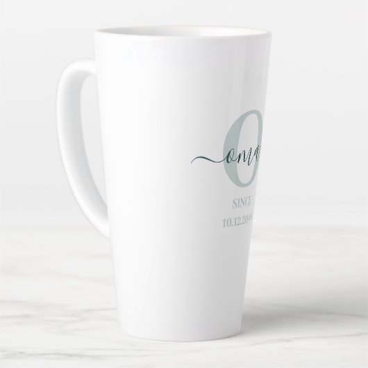 Oma Elegant Script Monogram Green White Latte Mok (Linkerhoek)