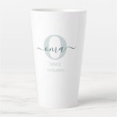 Oma Elegant Script Monogram Green White Latte Mok (Voorkant)