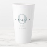 Oma Elegant Script Monogram Green White Latte Mok