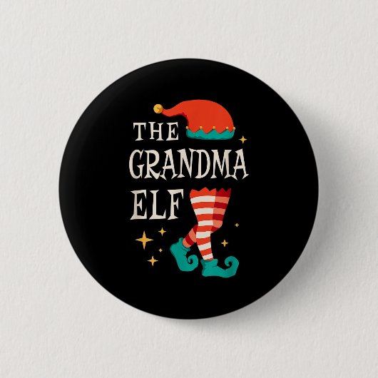 Oma Elf Familie Matchende Groep Kerstmis Oma Ronde Button 5,7 Cm (Voorkant)