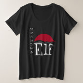 Oma Elf Vakantie Kerstkat Zwarte Tekst Grote Maat T-shirt (Design voorkant)