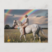 Oma en haar eenhoorn geloven in een weide briefkaart (Voorkant)