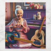 Oma en hart handen wijn etiket (Enkel label)