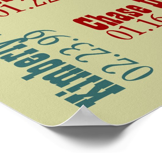 Oma en Oma's kleinkinderen Names Birthdays Poster (Hoek)