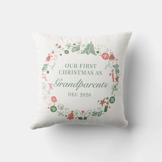 Oma en opa 1e kerst hoedenboom handschoenen patroo kussen (Achterkant)