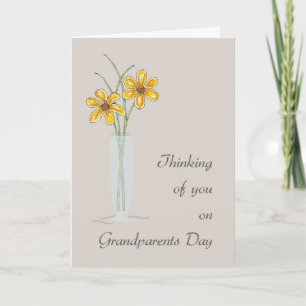 Oma en opa-dag: denkend aan jou met twee bloemen kaart