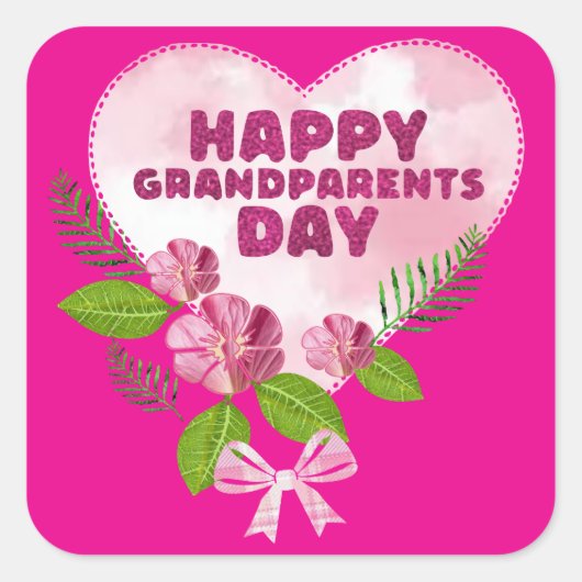 Oma- en Opa-dag Vierkante Sticker (Voorkant)