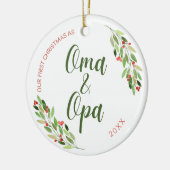 Oma en Opa eerste kerstkeramische versiering Keramisch Ornament (Links)