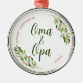 Oma en Opa eerste Kerstmis Metalen Ornament (Voorkant)