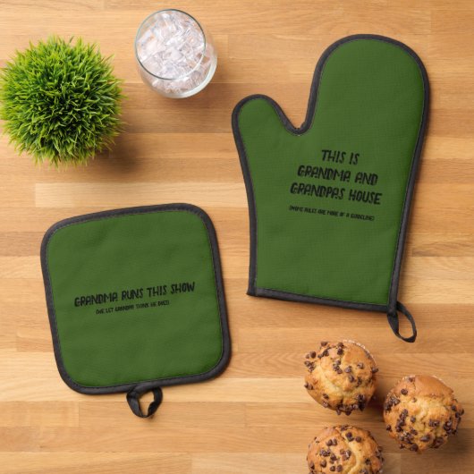 Oma en Opa Grappige Oven Mitt Set (Top down)