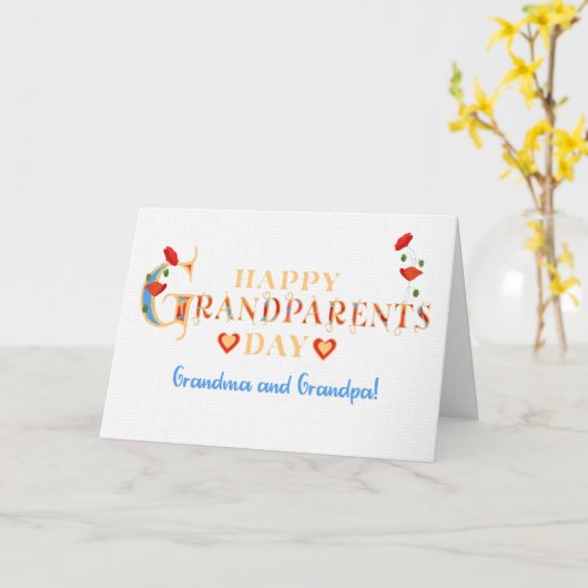 Oma en Opa Grootouders Dag Rode Poppies Kaart (Gele Bloem)