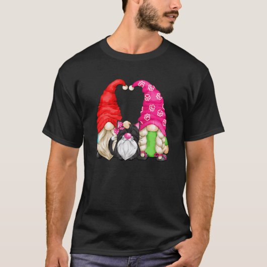 Oma en opa kabouter voor zwarte kat t-shirt (Voorkant)