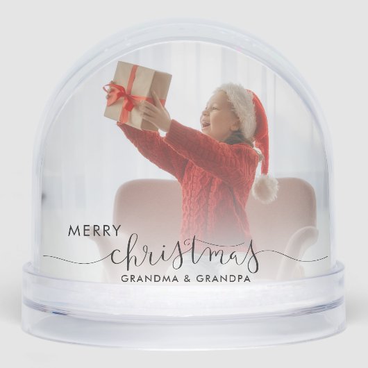 Oma en opa kleinkinderen foto's Kerstmis Sneeuwbol (Voorkant)