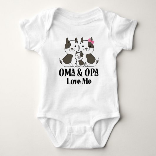 Oma en Opa Love Me Grandchild Puppies Romper (Voorkant)