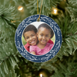 Oma en opa Navy Blue Kerstmis Afbeelding Keramisch Ornament