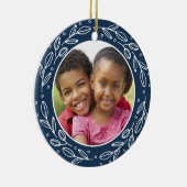 Oma en opa Navy Blue Kerstmis Afbeelding Keramisch Ornament (Rechts)