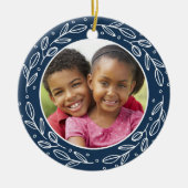 Oma en opa Navy Blue Kerstmis Afbeelding Keramisch Ornament (Voorkant)